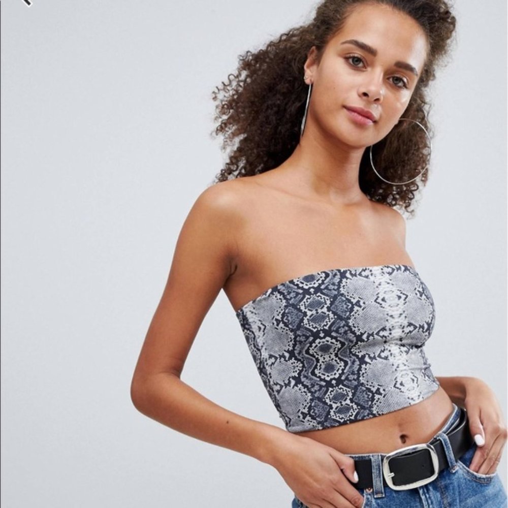 BERSHKA Snake Print Tube Top